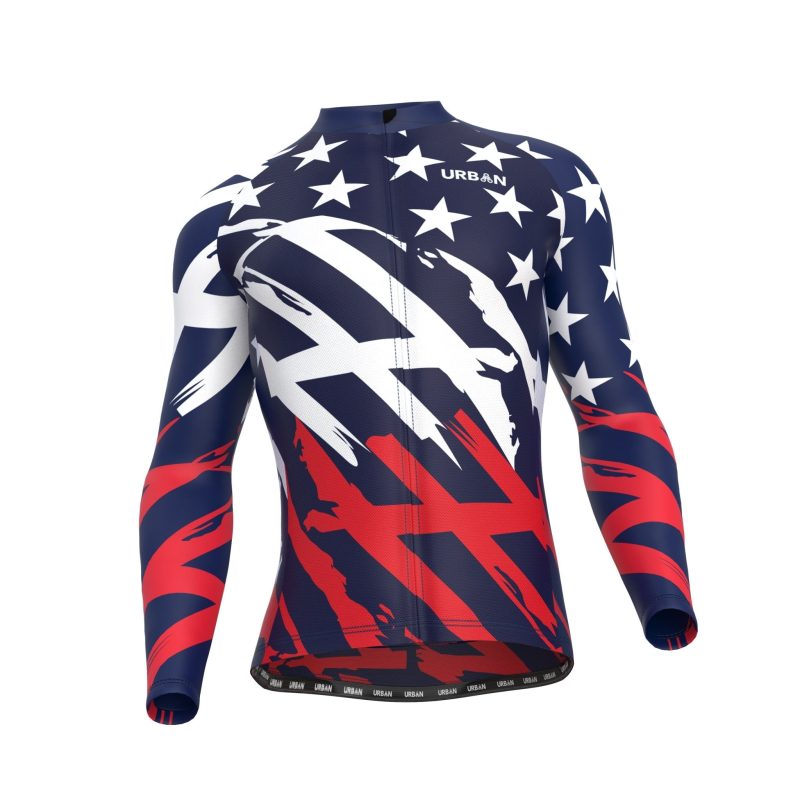 Men's All American Super Roubaix Thermal Cycling Long Sleeve Jersey, Cargo Bib Tights, or Kit Bundle - Urban Cycling Apparel