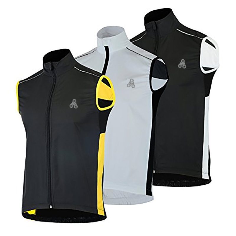 urban cycling windbreaker vest gilet black yellow 579901